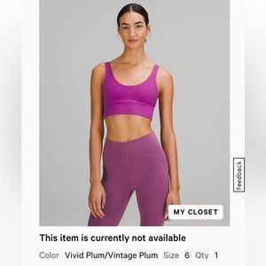 Lululemon align bra vivid plum/vintage plum size 6